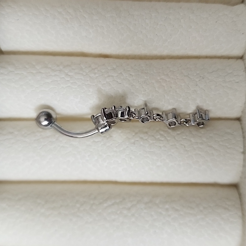 FLOWER Crystal BELLY BUTTON RING Multi GEMS - Picture 2 of 4